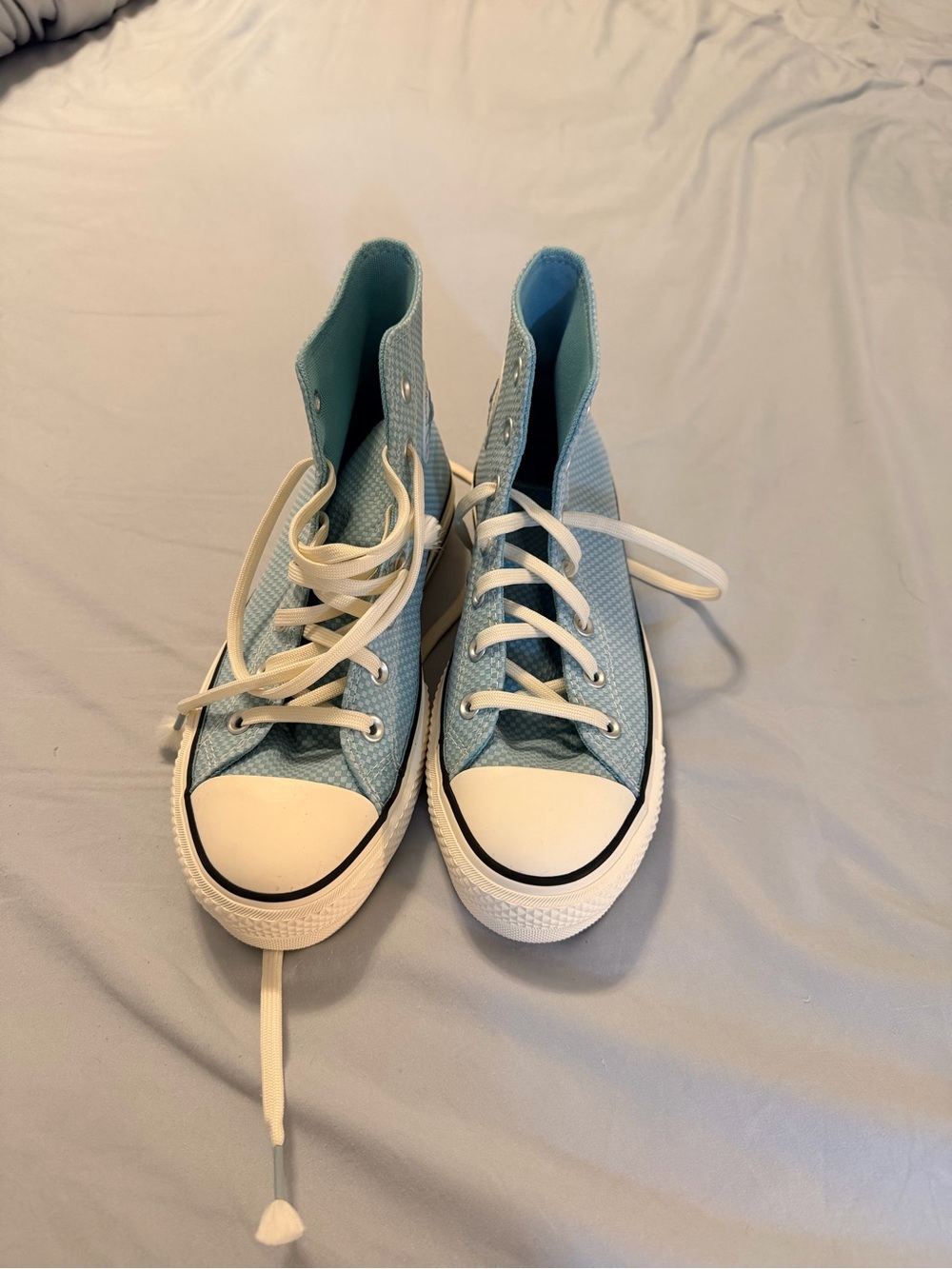 Light Blue High-Top Canvas Sneakers for Women